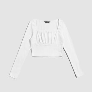 White long sleeve with ruching